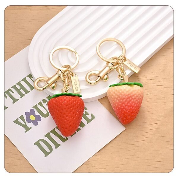 Strawberry fruit-shaped keychain for women's bags and pendant
