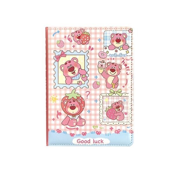 Cartoon Strawberry Bear Color Page Book - A5 Notebook with High Design Quality Diary Book for Students Handwritten Journal Book Cute Leather Cover Note Book